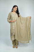 The Olive Atelier Set - White Threadwork Georgette Suit with Cutwork Lace Hem