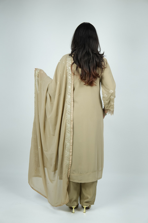 The Olive Atelier Set - White Threadwork Georgette Suit with Cutwork Lace Hem