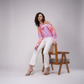 Satin Swirl Off-Shoulder Shirt