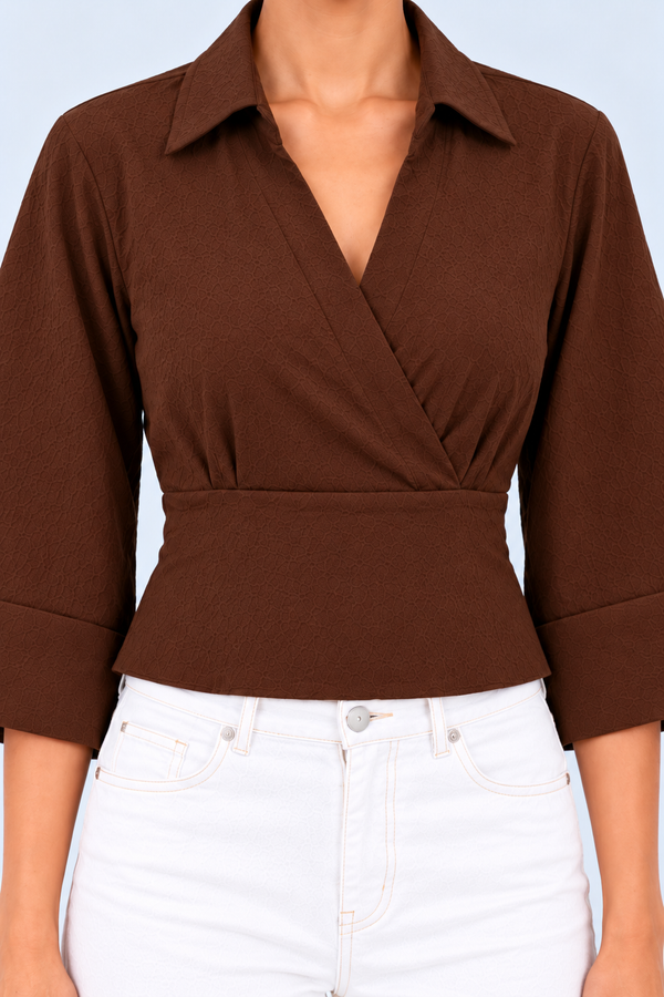 Wrap Crop Top (Brown)