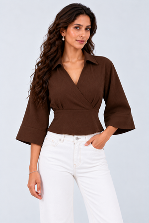 Wrap Crop Top (Brown)
