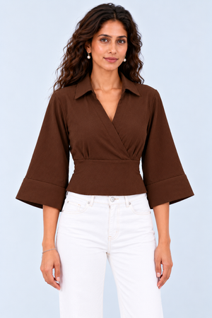 Wrap Crop Top (Brown)