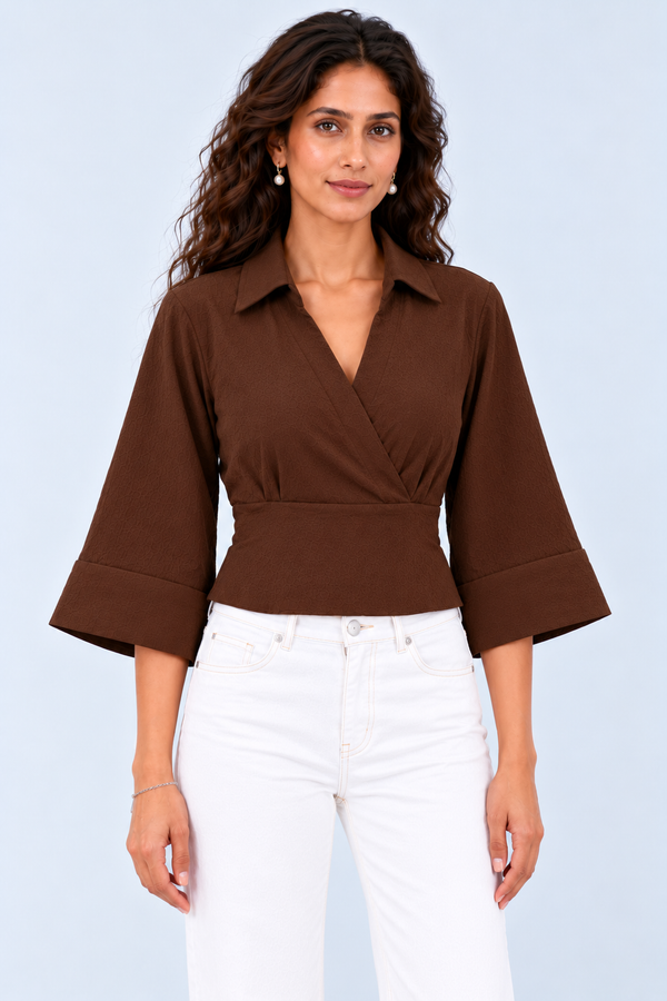 Wrap Crop Top (Brown)