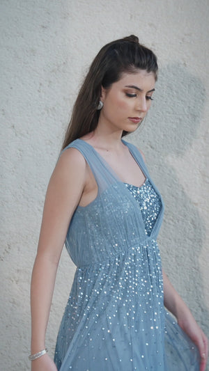 Moonlit Grey Embellished Gown