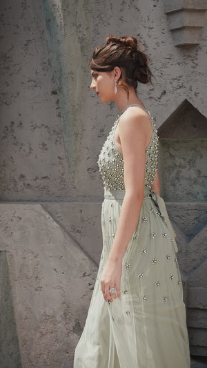 Pastel Blossom Halter Gown