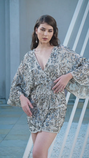 Silver Mist Embellished Mini Dress