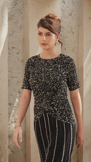 Midnight Sparkle Stripe Gown